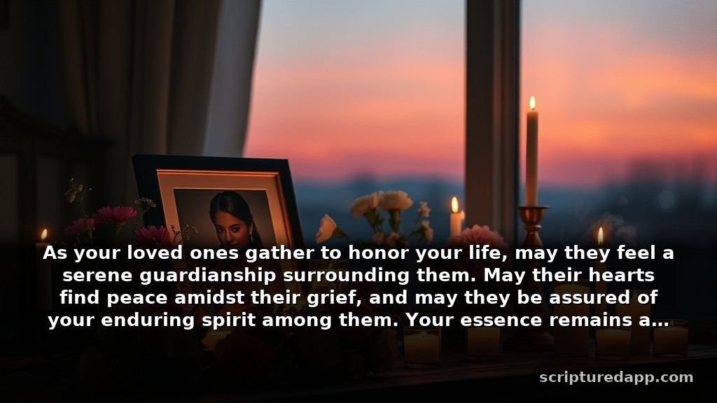 40 Days After Death Prayer for Protection: As your loved ones gather to honor your life, may they feel a serene guardianship surrounding them. May their hearts find peace amidst their grief, and may they be assured of your enduring spirit among them. Your essence remains a guiding light.