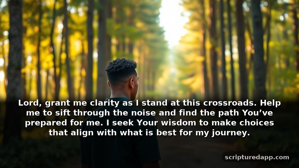 Deliverance Prayer for Guidance in Tough Decisions: Lord, grant me clarity as I stand at this crossroads. Help me to sift through the noise and find the path You’ve prepared for me. I seek Your wisdom to make choices that align with what is best for my journey.