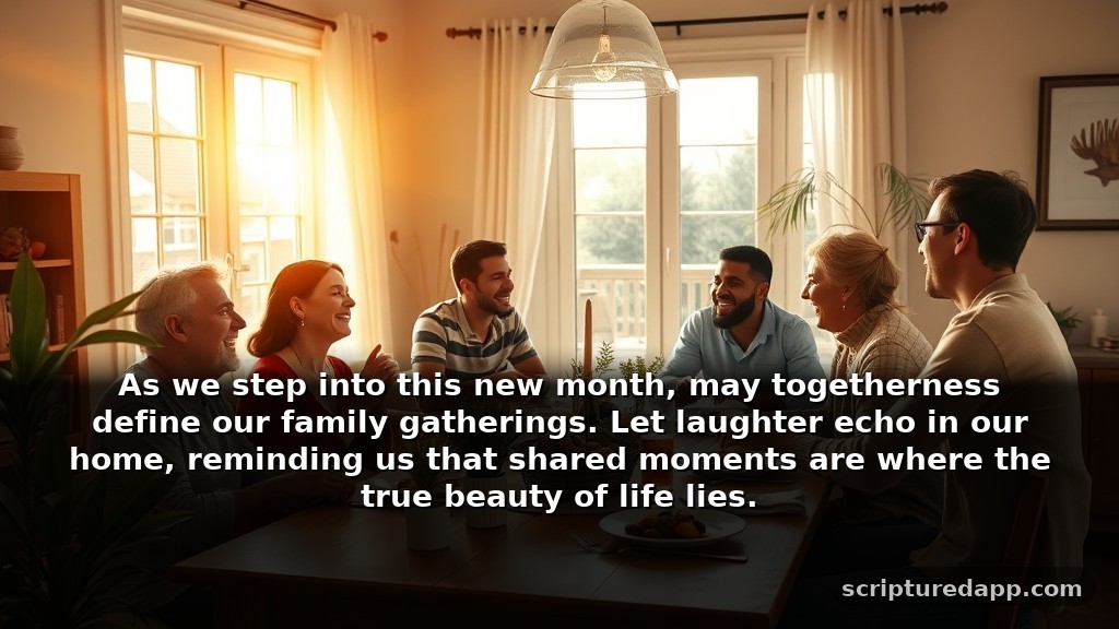 New Month Prayer for Family: As we step into this new month, may togetherness define our family gatherings. Let laughter echo in our home, reminding us that shared moments are where the true beauty of life lies.