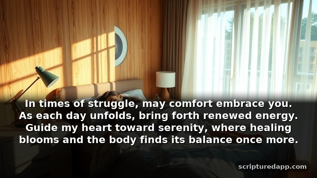 Short Positivity Prayers for Healing and Recovery: In times of struggle, may comfort embrace you. As each day unfolds, bring forth renewed energy. Guide my heart toward serenity, where healing blooms and the body finds its balance once more.