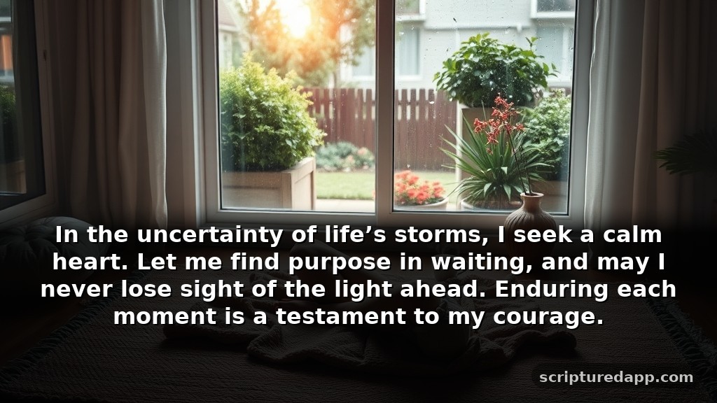 Short Positivity Prayers for Patience in Difficult Times: In the uncertainty of life’s storms, I seek a calm heart. Let me find purpose in waiting, and may I never lose sight of the light ahead. Enduring each moment is a testament to my courage.