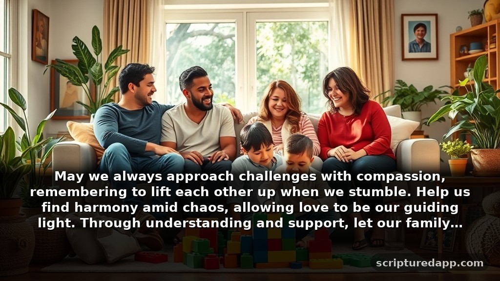 Prayer for Positive Outcome for Families: May we always approach challenges with compassion, remembering to lift each other up when we stumble. Help us find harmony amid chaos, allowing love to be our guiding light. Through understanding and support, let our family flourish, embracing all that life brings.