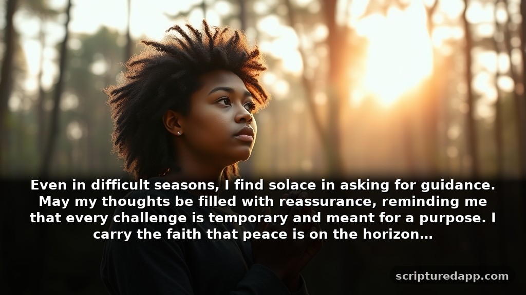Prayer for Positive Outcome in Difficult Seasons: Even in difficult seasons, I find solace in asking for guidance. May my thoughts be filled with reassurance, reminding me that every challenge is temporary and meant for a purpose. I carry the faith that peace is on the horizon.