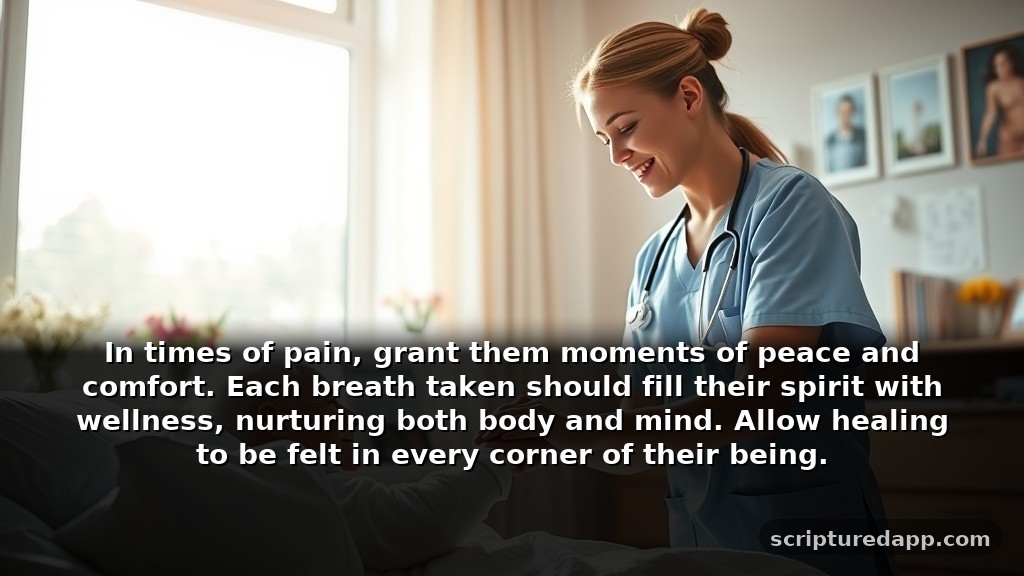 Prayer for Positive Outcome in Healing: In times of pain, grant them moments of peace and comfort. Each breath taken should fill their spirit with wellness, nurturing both body and mind. Allow healing to be felt in every corner of their being.