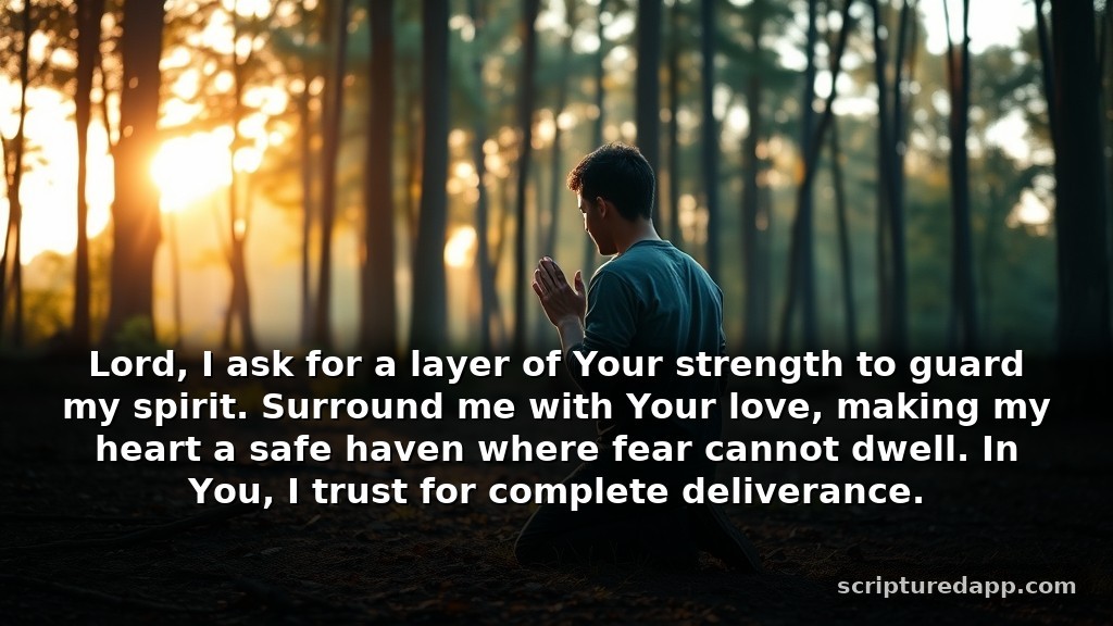 Prayer for Victory in Protection: Lord, I ask for a layer of Your strength to guard my spirit. Surround me with Your love, making my heart a safe haven where fear cannot dwell. In You, I trust for complete deliverance.