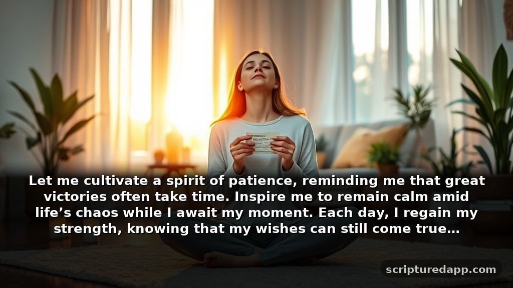 Prayer to Win the Lottery for Patience: Let me cultivate a spirit of patience, reminding me that great victories often take time. Inspire me to remain calm amid life’s chaos while I await my moment. Each day, I regain my strength, knowing that my wishes can still come true.