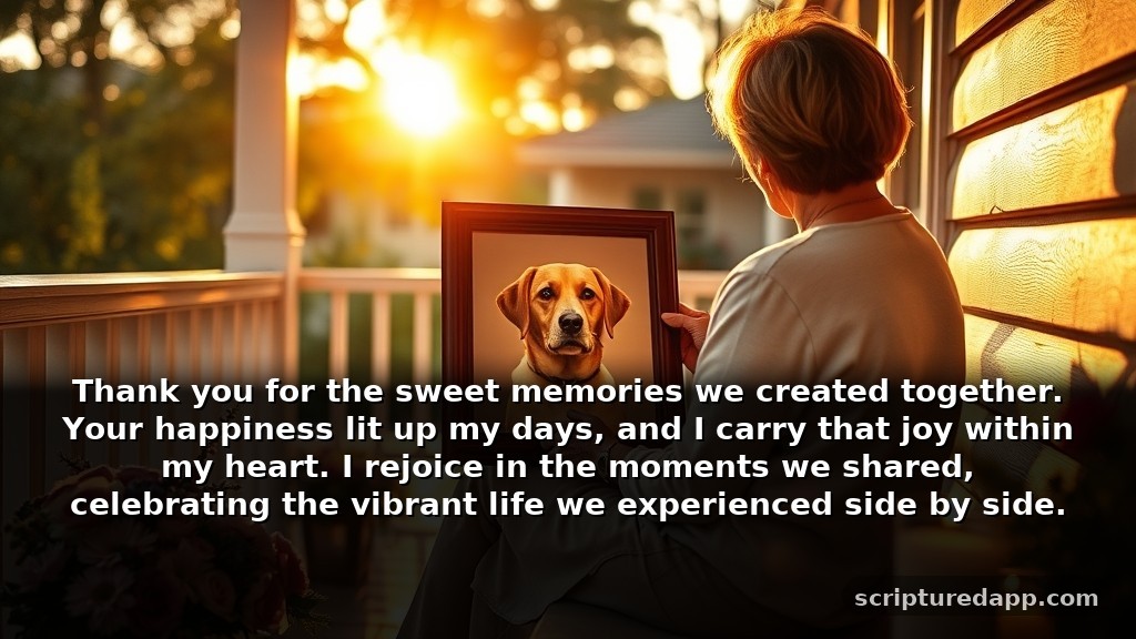St Francis Prayer for Loss of Pet with Gratitude: Thank you for the sweet memories we created together. Your happiness lit up my days, and I carry that joy within my heart. I rejoice in the moments we shared, celebrating the vibrant life we experienced side by side.
