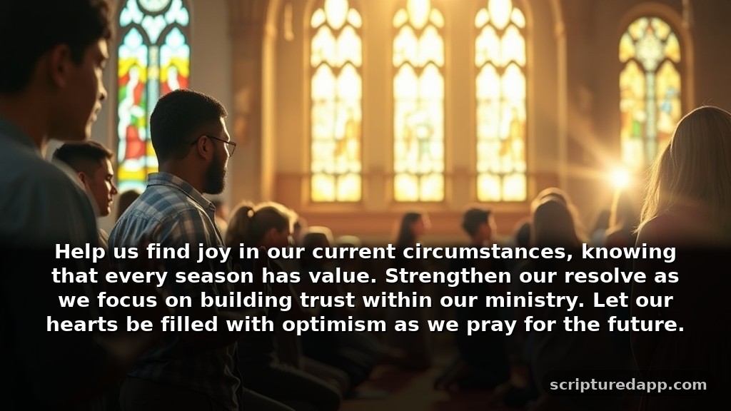 40 Prayer Points for Church Growth Aimed at Patience: Help us find joy in our current circumstances, knowing that every season has value. Strengthen our resolve as we focus on building trust within our ministry. Let our hearts be filled with optimism as we pray for the future.