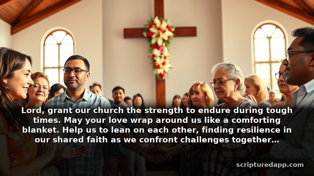 40 Prayer Points for Church Growth During Difficult Seasons: Lord, grant our church the strength to endure during tough times. May your love wrap around us like a comforting blanket. Help us to lean on each other, finding resilience in our shared faith as we confront challenges together.