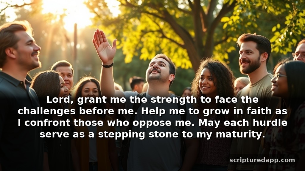 Dangerous Prayers Against Enemies with Bible Verses for Growth: Lord, grant me the strength to face the challenges before me. Help me to grow in faith as I confront those who oppose me. May each hurdle serve as a stepping stone to my maturity.