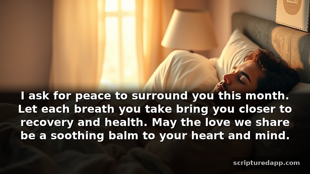 Happy New Month Prayer to My Boyfriend for Healing: I ask for peace to surround you this month. Let each breath you take bring you closer to recovery and health. May the love we share be a soothing balm to your heart and mind.