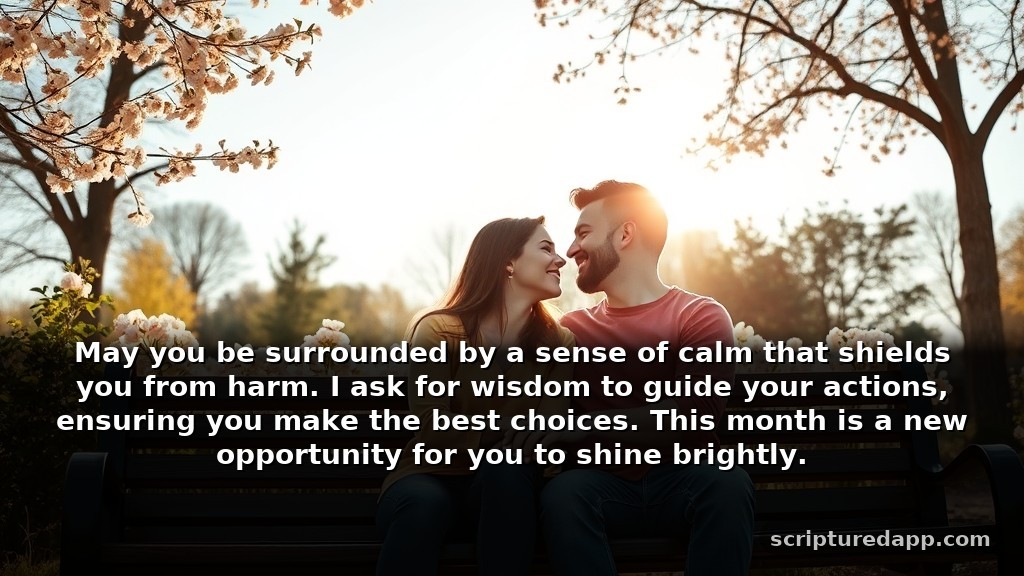 Happy New Month Prayer to My Boyfriend for Protection: May you be surrounded by a sense of calm that shields you from harm. I ask for wisdom to guide your actions, ensuring you make the best choices. This month is a new opportunity for you to shine brightly.