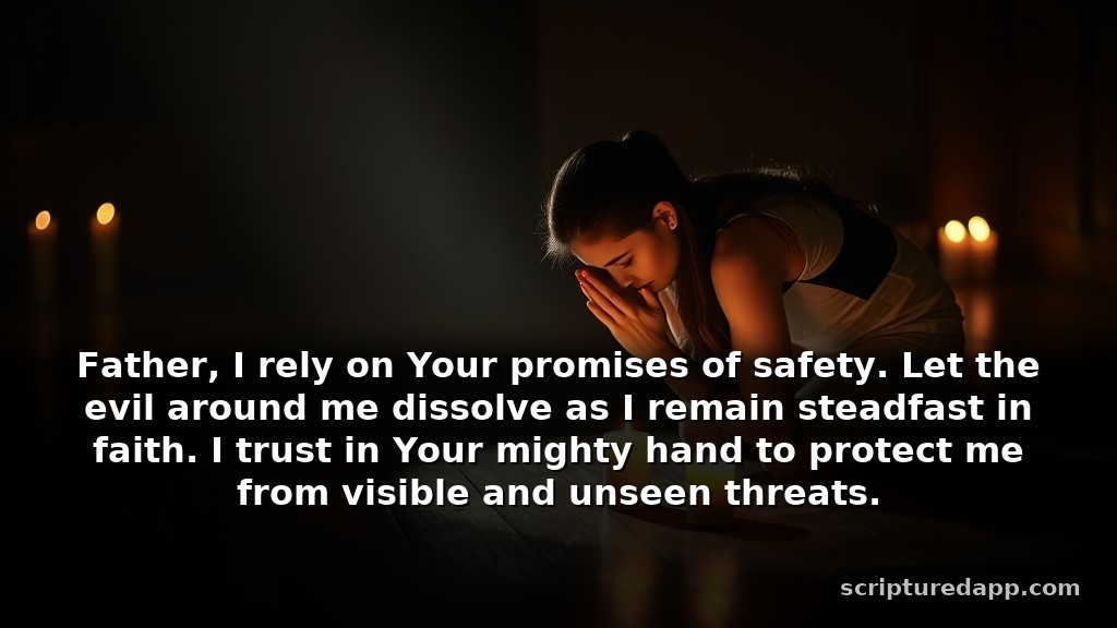 Midnight Prayer for Protection from Enemies: Father, I rely on Your promises of safety. Let the evil around me dissolve as I remain steadfast in faith. I trust in Your mighty hand to protect me from visible and unseen threats.