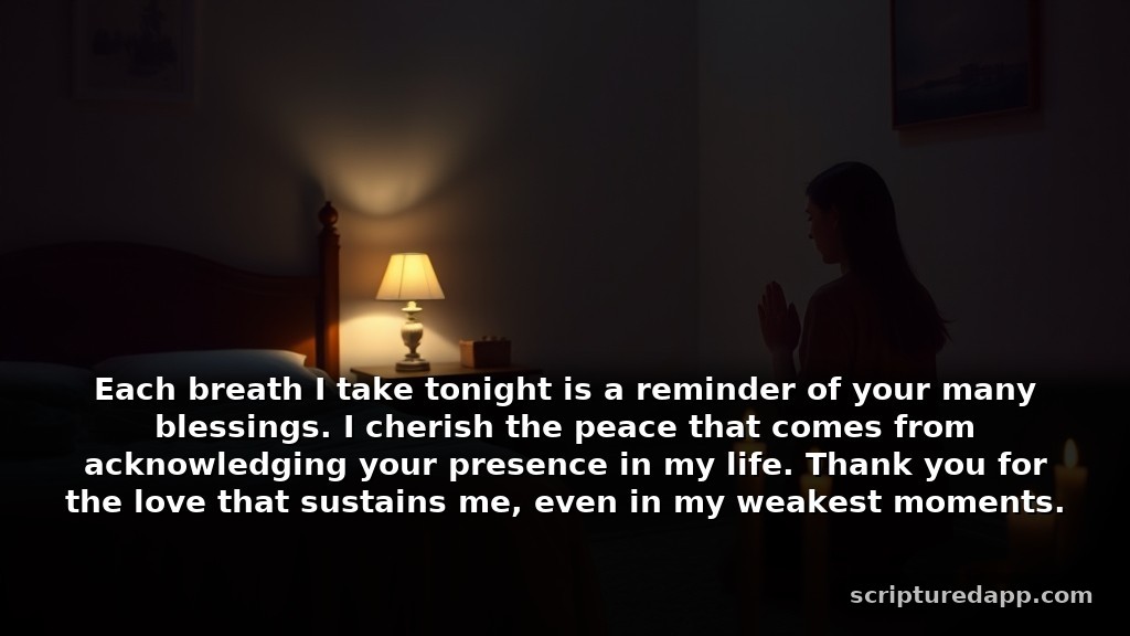 Midnight Prayer Points for Mercy and Gratitude: Each breath I take tonight is a reminder of your many blessings. I cherish the peace that comes from acknowledging your presence in my life. Thank you for the love that sustains me, even in my weakest moments.