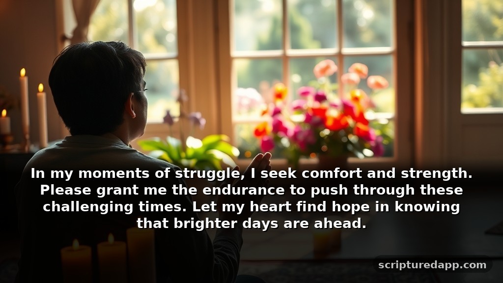 Miracle Prayer that Works Immediately for Difficult Seasons: In my moments of struggle, I seek comfort and strength. Please grant me the endurance to push through these challenging times. Let my heart find hope in knowing that brighter days are ahead.