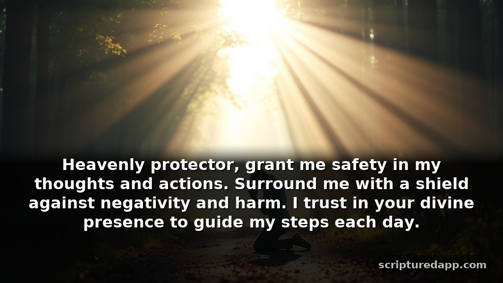 Miracle Prayer that Works Immediately for Protection: Heavenly protector, grant me safety in my thoughts and actions. Surround me with a shield against negativity and harm. I trust in your divine presence to guide my steps each day.