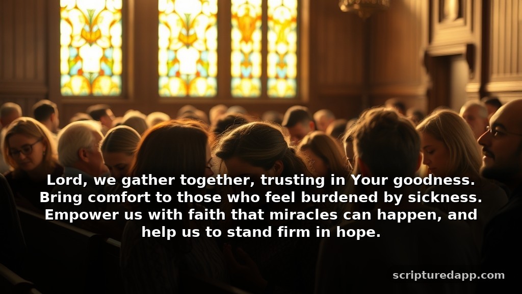 Prayer Meeting Exhortation Topics for Healing: Lord, we gather together, trusting in Your goodness. Bring comfort to those who feel burdened by sickness. Empower us with faith that miracles can happen, and help us to stand firm in hope.