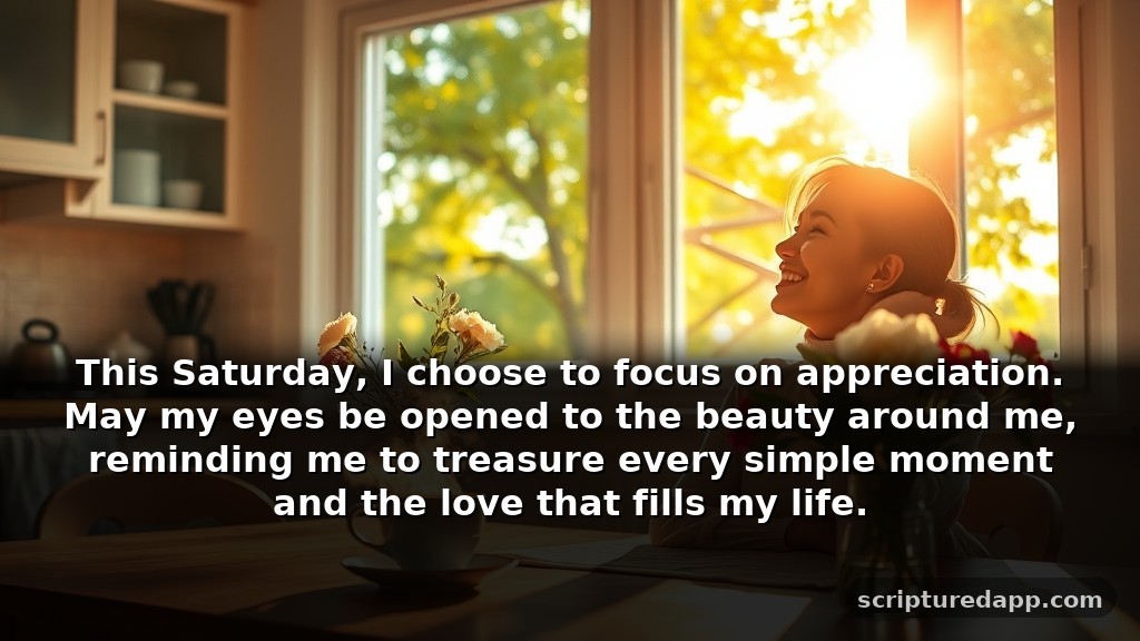 Saturday Blessings and Prayers for Gratitude: This Saturday, I choose to focus on appreciation. May my eyes be opened to the beauty around me, reminding me to treasure every simple moment and the love that fills my life.