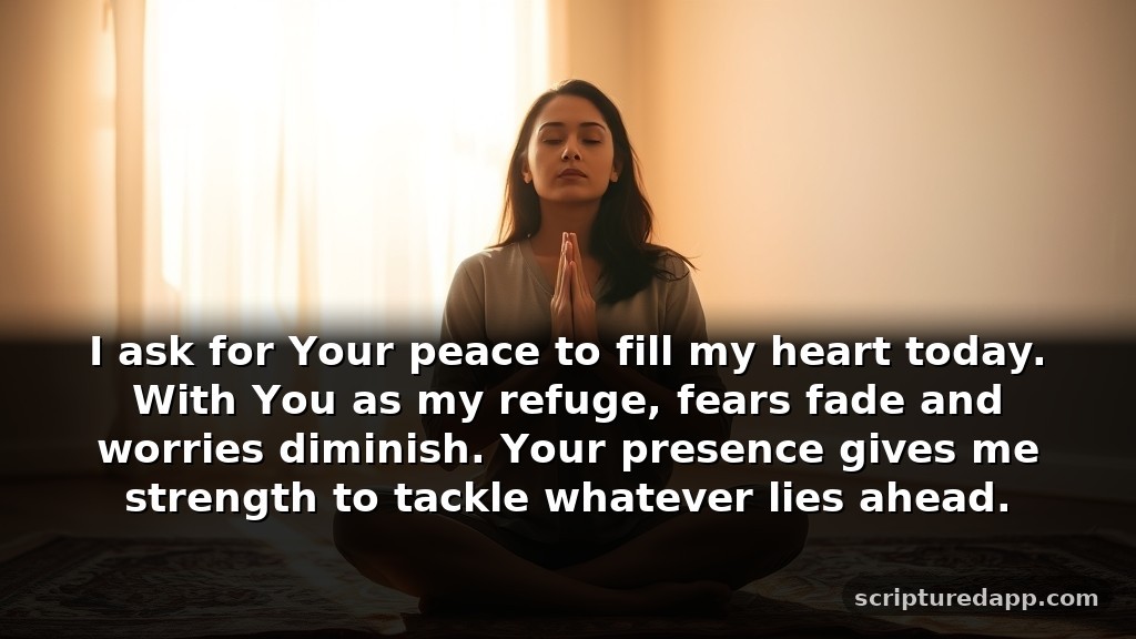 Tuesday Blessings and Prayers for Protection: I ask for Your peace to fill my heart today. With You as my refuge, fears fade and worries diminish. Your presence gives me strength to tackle whatever lies ahead.
