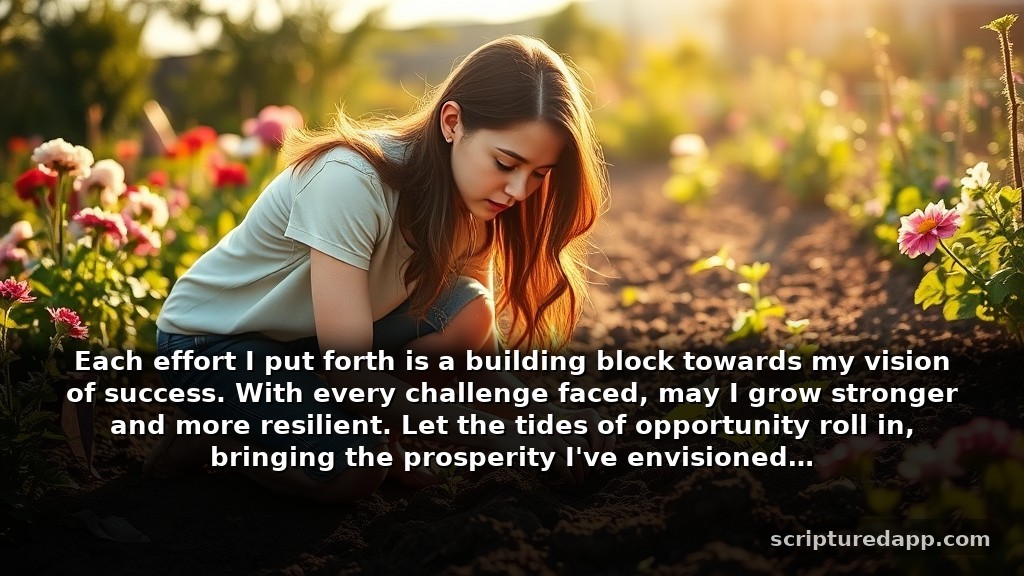 Clever 2 Minute Prayer for Money Blessing About Growth: Each effort I put forth is a building block towards my vision of success. With every challenge faced, may I grow stronger and more resilient. Let the tides of opportunity roll in, bringing the prosperity I've envisioned.