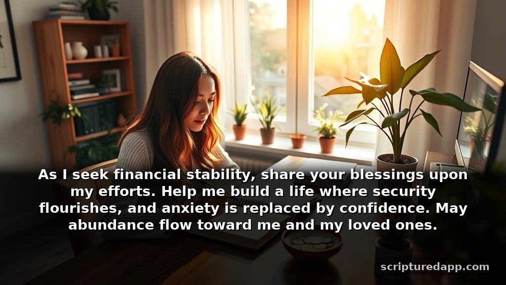 Short 2 Minute Prayer for Money Blessing and Protection: As I seek financial stability, share your blessings upon my efforts. Help me build a life where security flourishes, and anxiety is replaced by confidence. May abundance flow toward me and my loved ones.