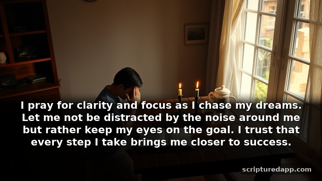 3am Warfare Prayers for Growth: I pray for clarity and focus as I chase my dreams. Let me not be distracted by the noise around me but rather keep my eyes on the goal. I trust that every step I take brings me closer to success.