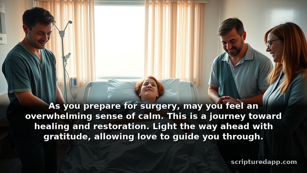 Before Surgery Wishes and Prayers for Difficult Seasons: As you prepare for surgery, may you feel an overwhelming sense of calm. This is a journey toward healing and restoration. Light the way ahead with gratitude, allowing love to guide you through.