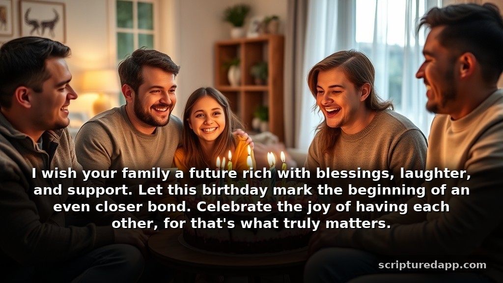 Birthday Prayer for My Brother's Family: I wish your family a future rich with blessings, laughter, and support. Let this birthday mark the beginning of an even closer bond. Celebrate the joy of having each other, for that's what truly matters.