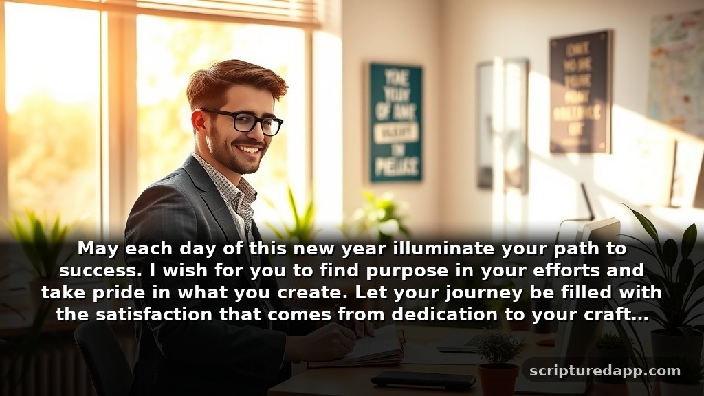 Birthday Prayer for My Brother's Work: May each day of this new year illuminate your path to success. I wish for you to find purpose in your efforts and take pride in what you create. Let your journey be filled with the satisfaction that comes from dedication to your craft.