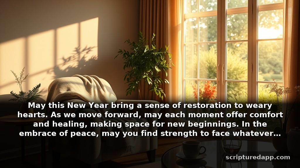 Blessing New Year Prayer Quotes for Healing: May this New Year bring a sense of restoration to weary hearts. As we move forward, may each moment offer comfort and healing, making space for new beginnings. In the embrace of peace, may you find strength to face whatever lies ahead.