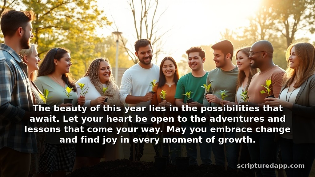 Blessing New Year Prayer Quotes for Growth: The beauty of this year lies in the possibilities that await. Let your heart be open to the adventures and lessons that come your way. May you embrace change and find joy in every moment of growth.