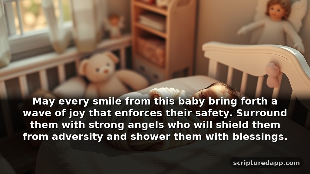 Congratulations Prayer for New Born Baby's Protection: May every smile from this baby bring forth a wave of joy that enforces their safety. Surround them with strong angels who will shield them from adversity and shower them with blessings.