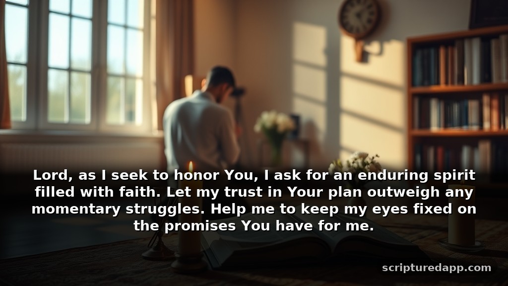 Encouraging ponography prayer points with scriptures for Patience: Lord, as I seek to honor You, I ask for an enduring spirit filled with faith. Let my trust in Your plan outweigh any momentary struggles. Help me to keep my eyes fixed on the promises You have for me.