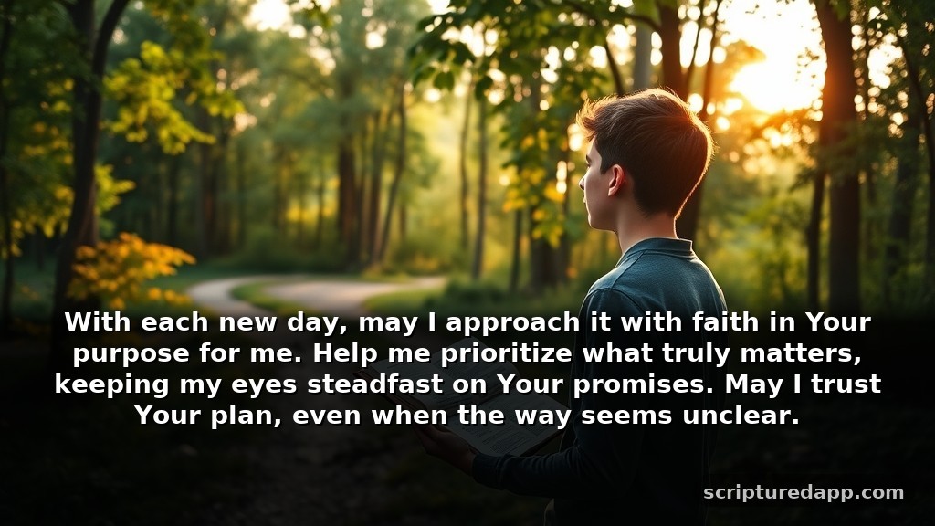 Guidance ponography prayer points with scriptures for Direction: With each new day, may I approach it with faith in Your purpose for me. Help me prioritize what truly matters, keeping my eyes steadfast on Your promises. May I trust Your plan, even when the way seems unclear.