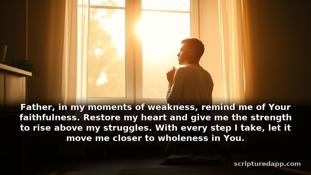 Healing ponography prayer points with scriptures for Renewal: Father, in my moments of weakness, remind me of Your faithfulness. Restore my heart and give me the strength to rise above my struggles. With every step I take, let it move me closer to wholeness in You.