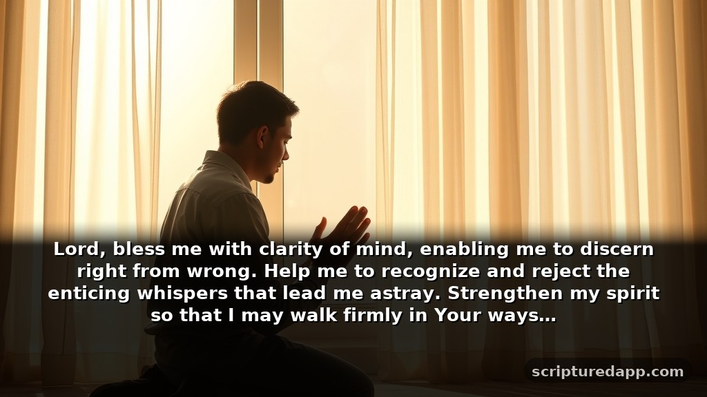 Powerful ponography prayer points with scriptures for Protection: Lord, bless me with clarity of mind, enabling me to discern right from wrong. Help me to recognize and reject the enticing whispers that lead me astray. Strengthen my spirit so that I may walk firmly in Your ways.