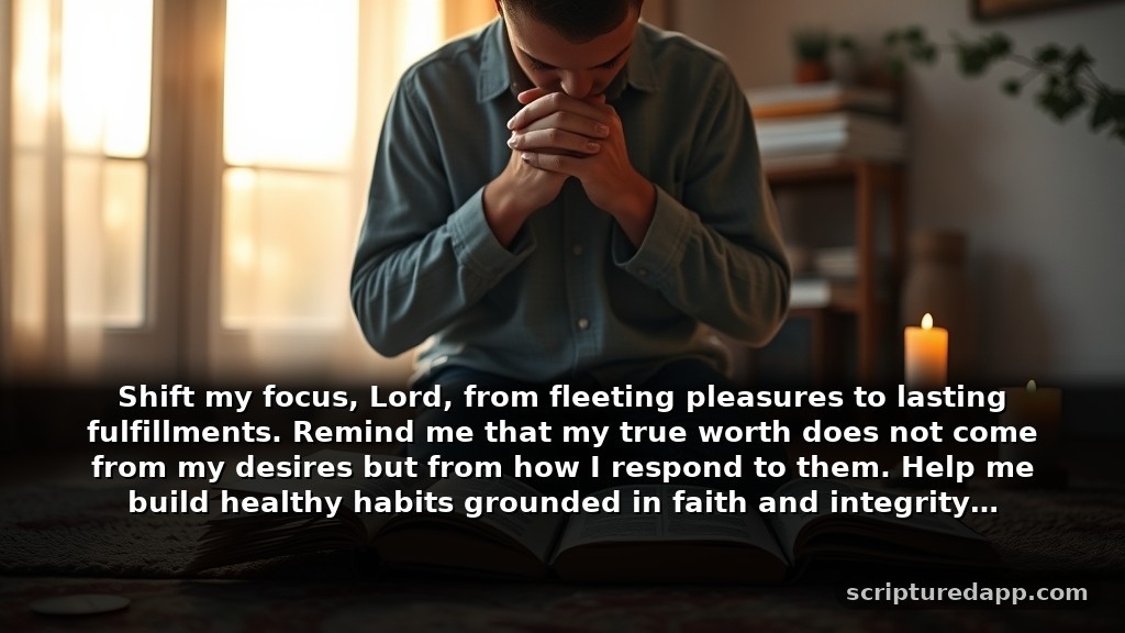 Growth Pornography Prayer Points with Scriptures: Shift my focus, Lord, from fleeting pleasures to lasting fulfillments. Remind me that my true worth does not come from my desires but from how I respond to them. Help me build healthy habits grounded in faith and integrity.