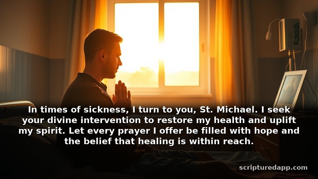 St Michael Prayer Warning for Healing in Times of Illness: In times of sickness, I turn to you, St. Michael. I seek your divine intervention to restore my health and uplift my spirit. Let every prayer I offer be filled with hope and the belief that healing is within reach.