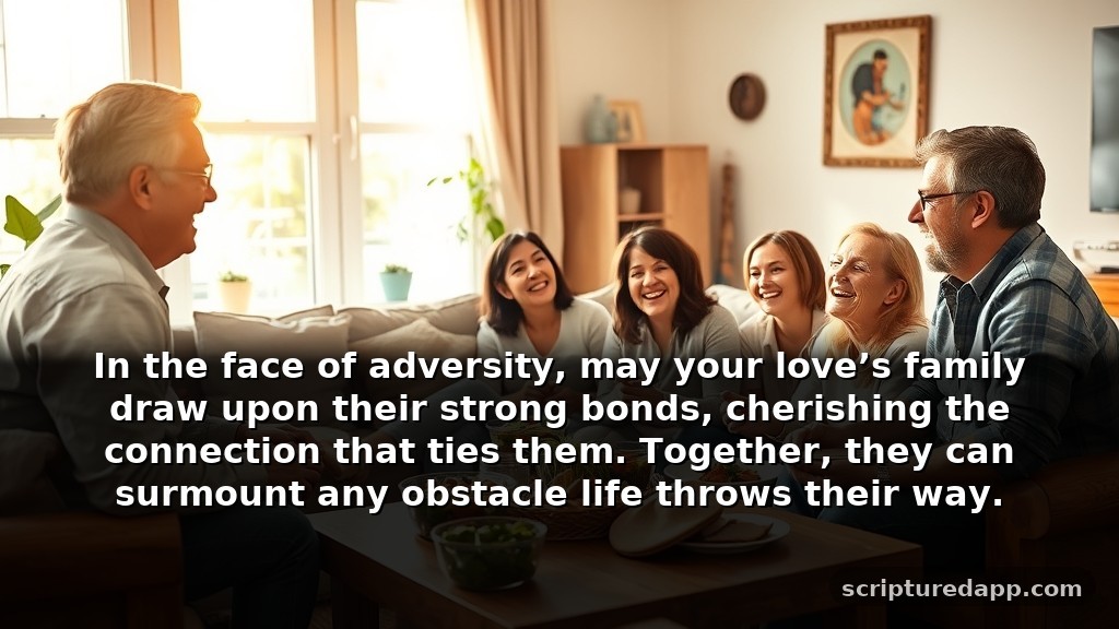 Sunday Prayer for My Love's Family: In the face of adversity, may your love’s family draw upon their strong bonds, cherishing the connection that ties them. Together, they can surmount any obstacle life throws their way.