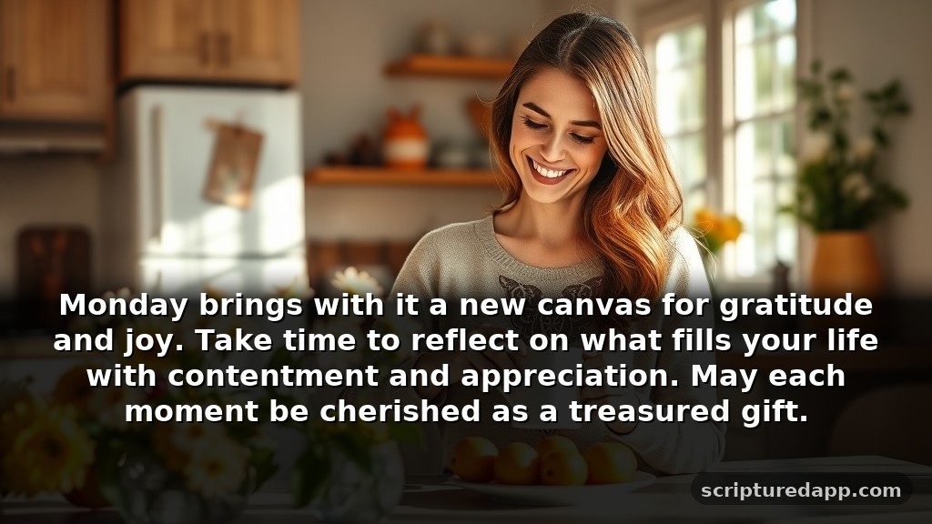 Monday Blessings and Prayers for Gratitude: Monday brings with it a new canvas for gratitude and joy. Take time to reflect on what fills your life with contentment and appreciation. May each moment be cherished as a treasured gift.