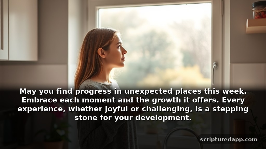Monday Blessings and Prayers for Growth: May you find progress in unexpected places this week. Embrace each moment and the growth it offers. Every experience, whether joyful or challenging, is a stepping stone for your development.