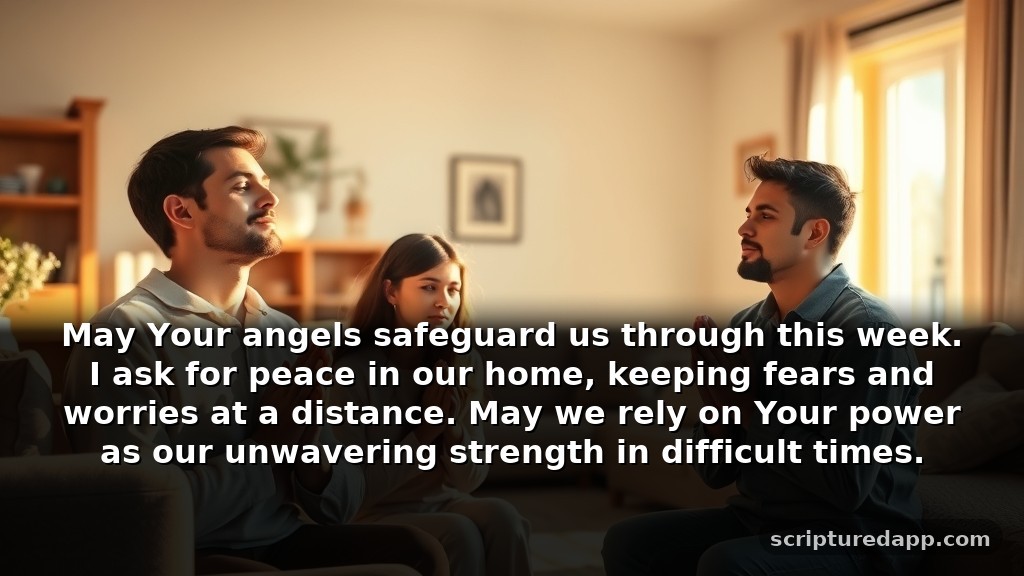 Monday Blessings and Prayers for Protection: May Your angels safeguard us through this week. I ask for peace in our home, keeping fears and worries at a distance. May we rely on Your power as our unwavering strength in difficult times.