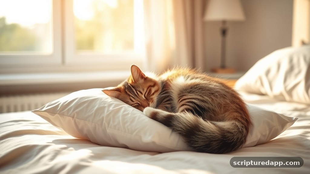 Spiritual Meaning of a Cat Sleeping Above Your Head on a Pillow