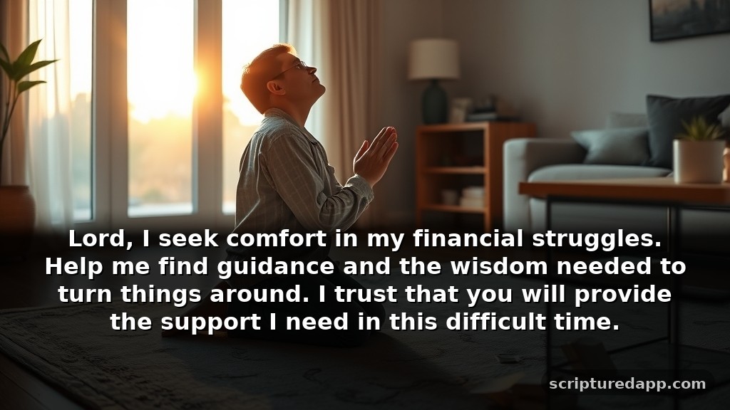Daily Effective Prayer for Debt Cancellation When You Need Financial Protection: Lord, I seek comfort in my financial struggles. Help me find guidance and the wisdom needed to turn things around. I trust that you will provide the support I need in this difficult time.