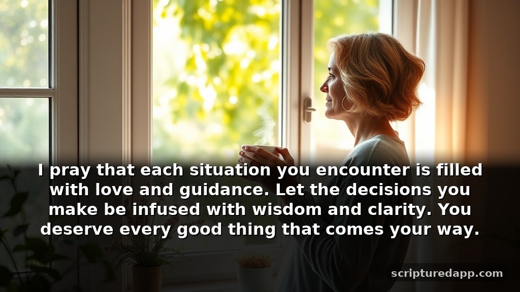 Heartfelt Daily Prayer for the Man I Love's Protection: I pray that each situation you encounter is filled with love and guidance. Let the decisions you make be infused with wisdom and clarity. You deserve every good thing that comes your way.