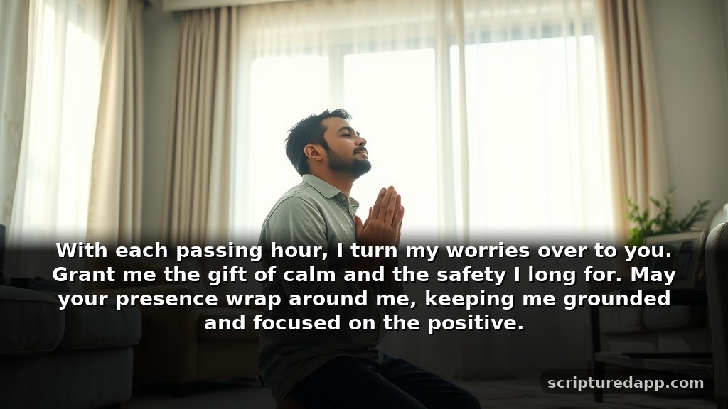 Heartfelt Powerful Afternoon Prayers for Protection: With each passing hour, I turn my worries over to you. Grant me the gift of calm and the safety I long for. May your presence wrap around me, keeping me grounded and focused on the positive.
