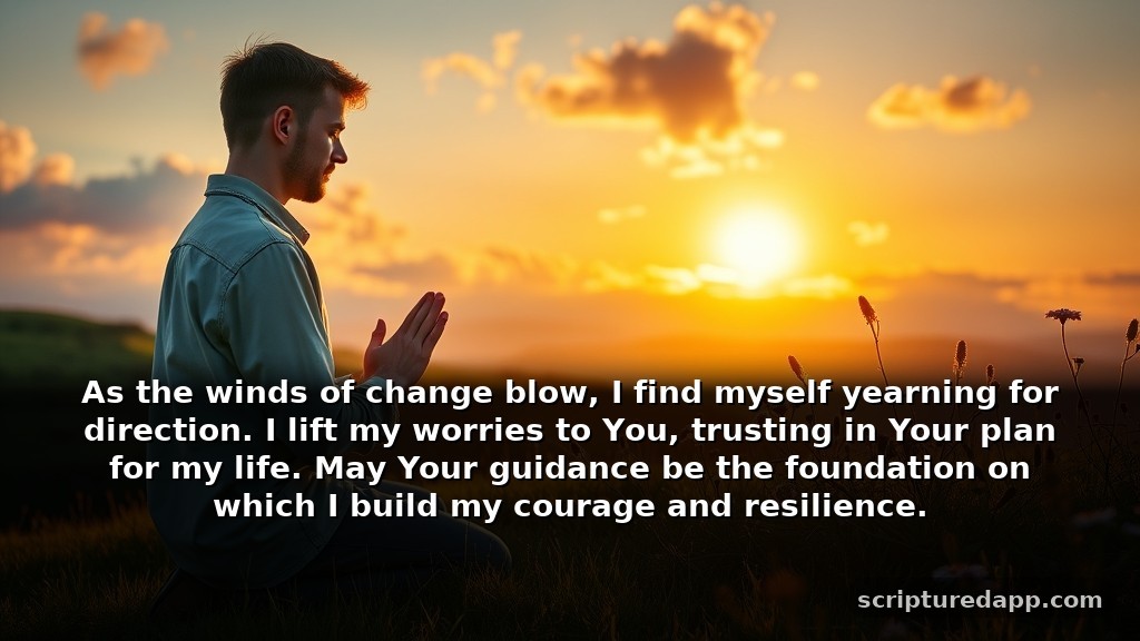 Heartfelt Powerful Prayers for Miracles in Difficult Seasons: As the winds of change blow, I find myself yearning for direction. I lift my worries to You, trusting in Your plan for my life. May Your guidance be the foundation on which I build my courage and resilience.
