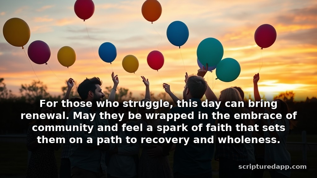Prayer for 4th of July Healing in Difficult Times: For those who struggle, this day can bring renewal. May they be wrapped in the embrace of community and feel a spark of faith that sets them on a path to recovery and wholeness.