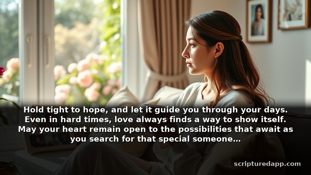 Heartfelt Prayer for Daughter to Find the Right Man During Tough Times: Hold tight to hope, and let it guide you through your days. Even in hard times, love always finds a way to show itself. May your heart remain open to the possibilities that await as you search for that special someone.