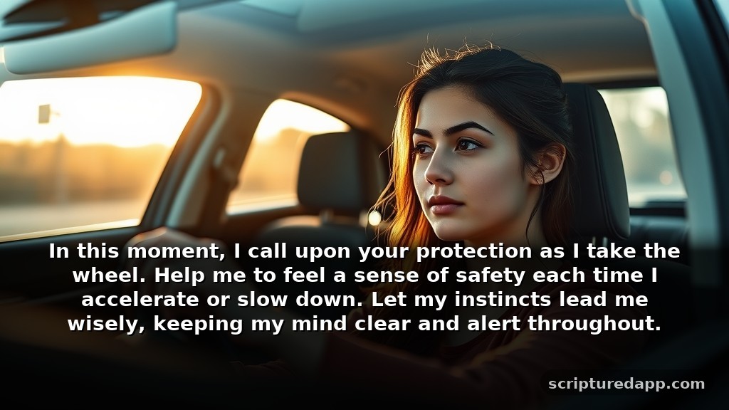 Prayer for Driving Test Protection from Accidents: In this moment, I call upon your protection as I take the wheel. Help me to feel a sense of safety each time I accelerate or slow down. Let my instincts lead me wisely, keeping my mind clear and alert throughout.